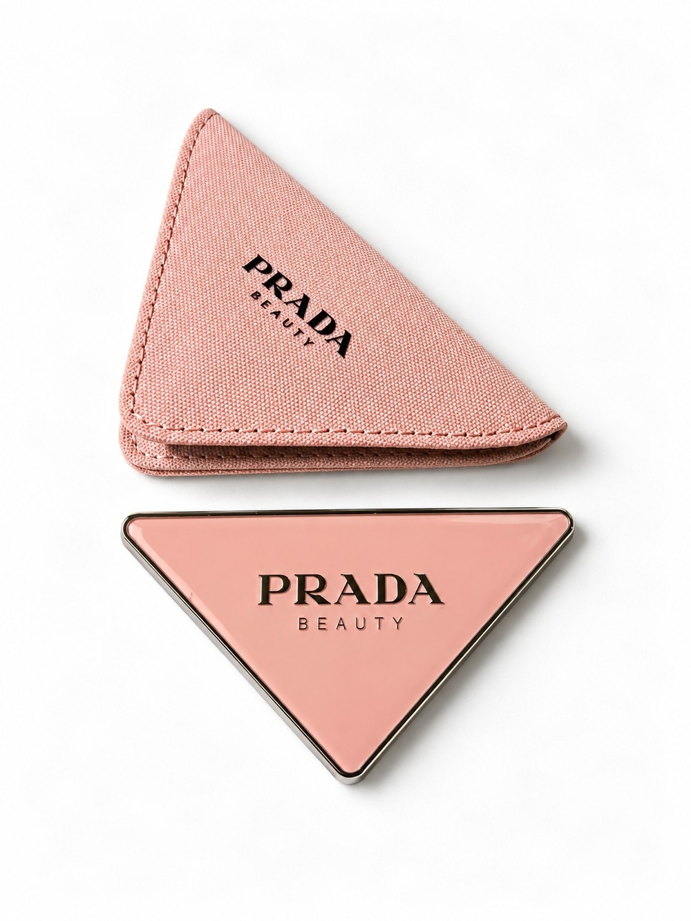 Prada Beauty Triangular Compact in Soft Pink with Matching Pouch